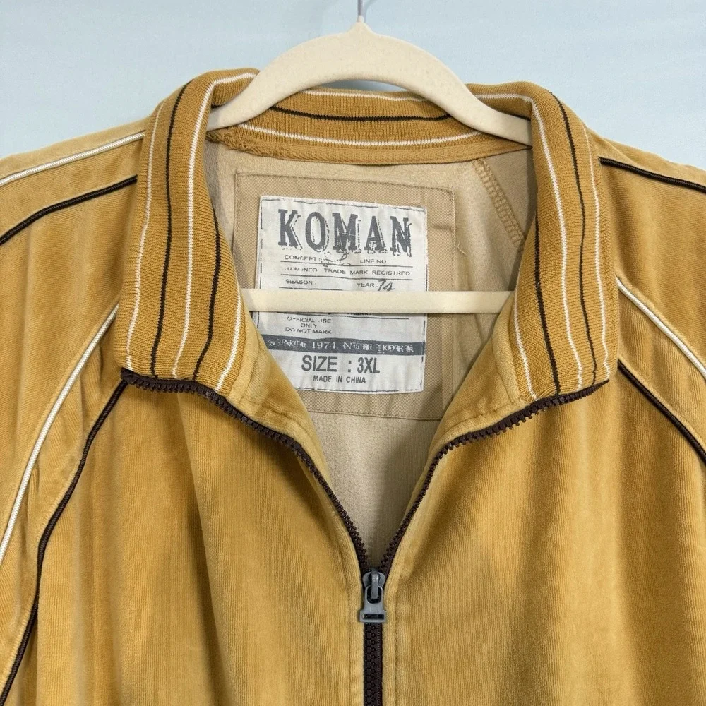 Vintage‎ Koman Size-3XL Men Velour Jacket B Mustard Yellow Gold